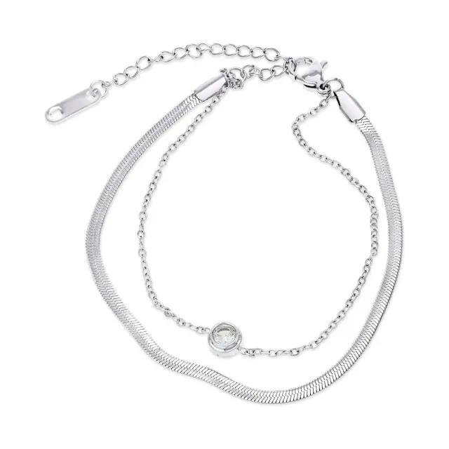 TIMI OF SWEDEN Solvej Duo Armbånd Stål 17+5 cm
