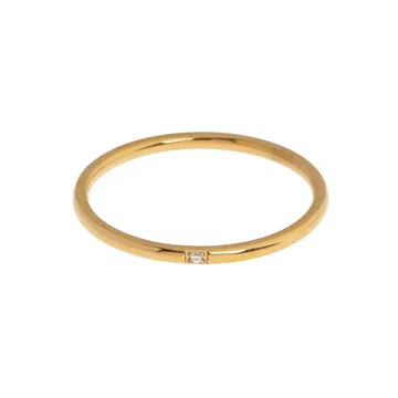 TIMI OF SWEDEN Evi ring krystal guld str. 17 stål