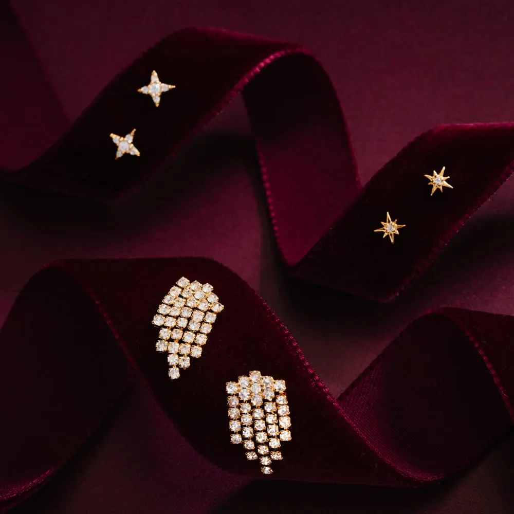 Orelia Starburst & Waterfall Ear Stacking Set øreringe guld 6 stk
