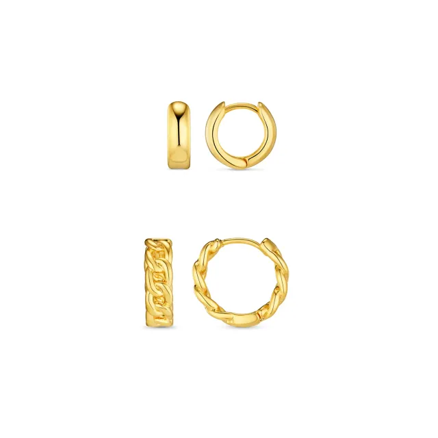 Orelia Mini Domed Mid-Size Chain Hoop øreringesæt guld