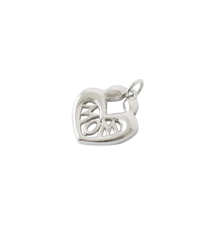 Wos MOM charm vedhæng 925 sølv hjerte 2,4 cm