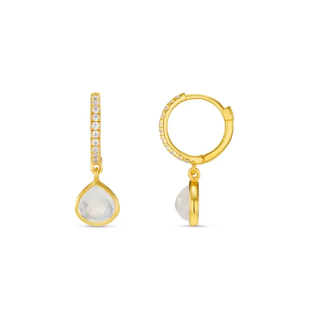 Orelia LUXE Pavé Moonstone Huggie øreringe guld