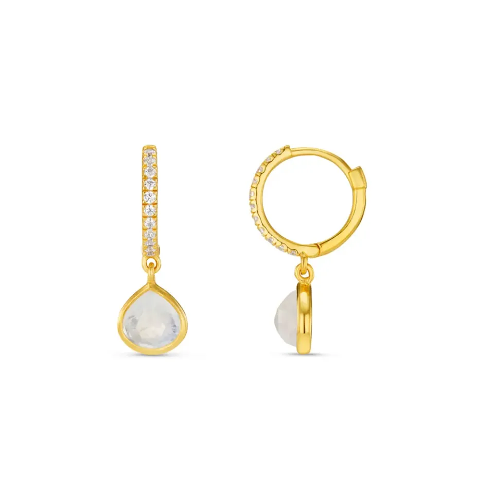 Orelia LUXE Pavé Moonstone Huggie øreringe guld