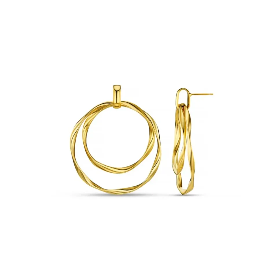 Orelia Oversized Ribbon Double Hoop øreringe forgyldt