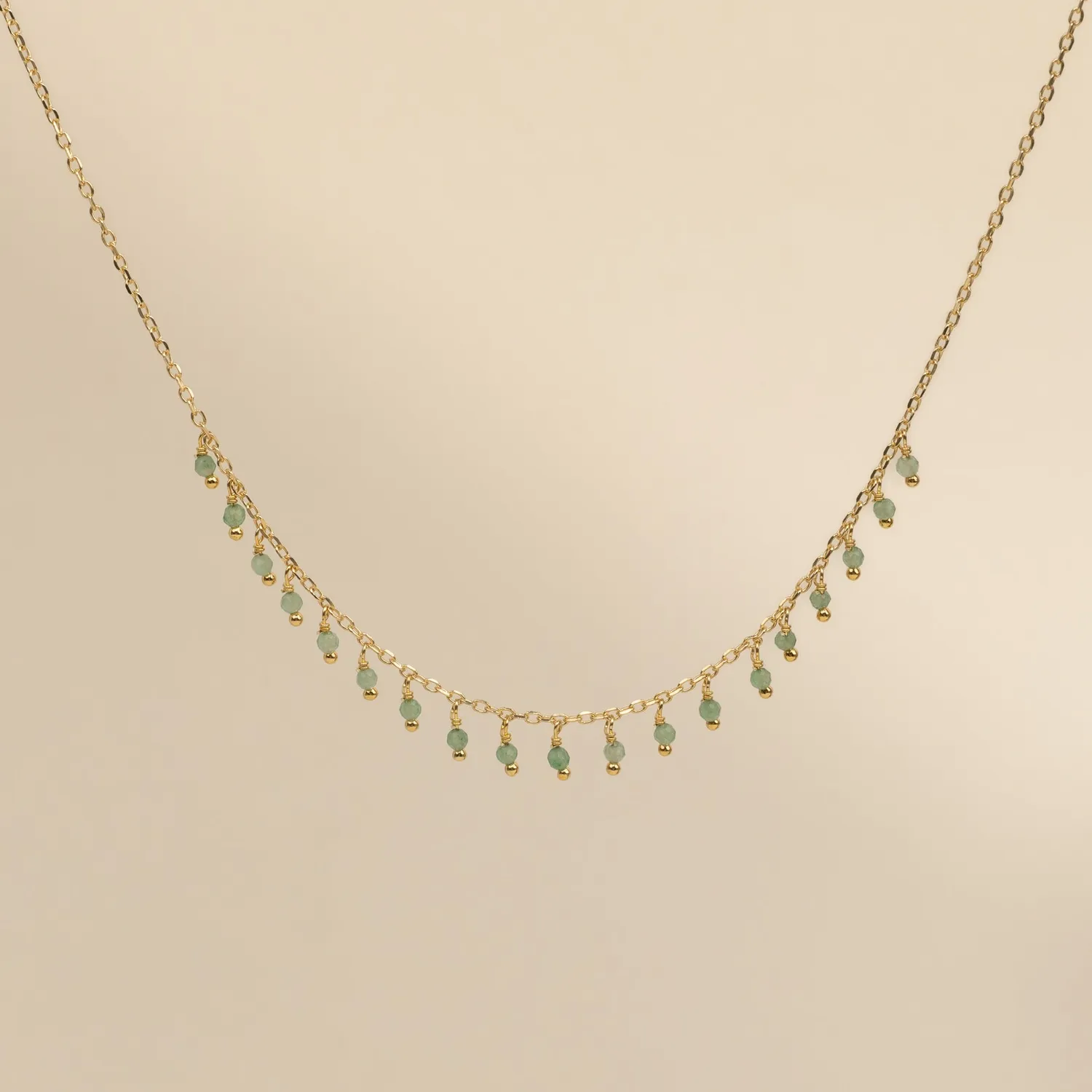 Sisi Copenhagen Sienna Green Aventurine halskæde forgyldt grøn