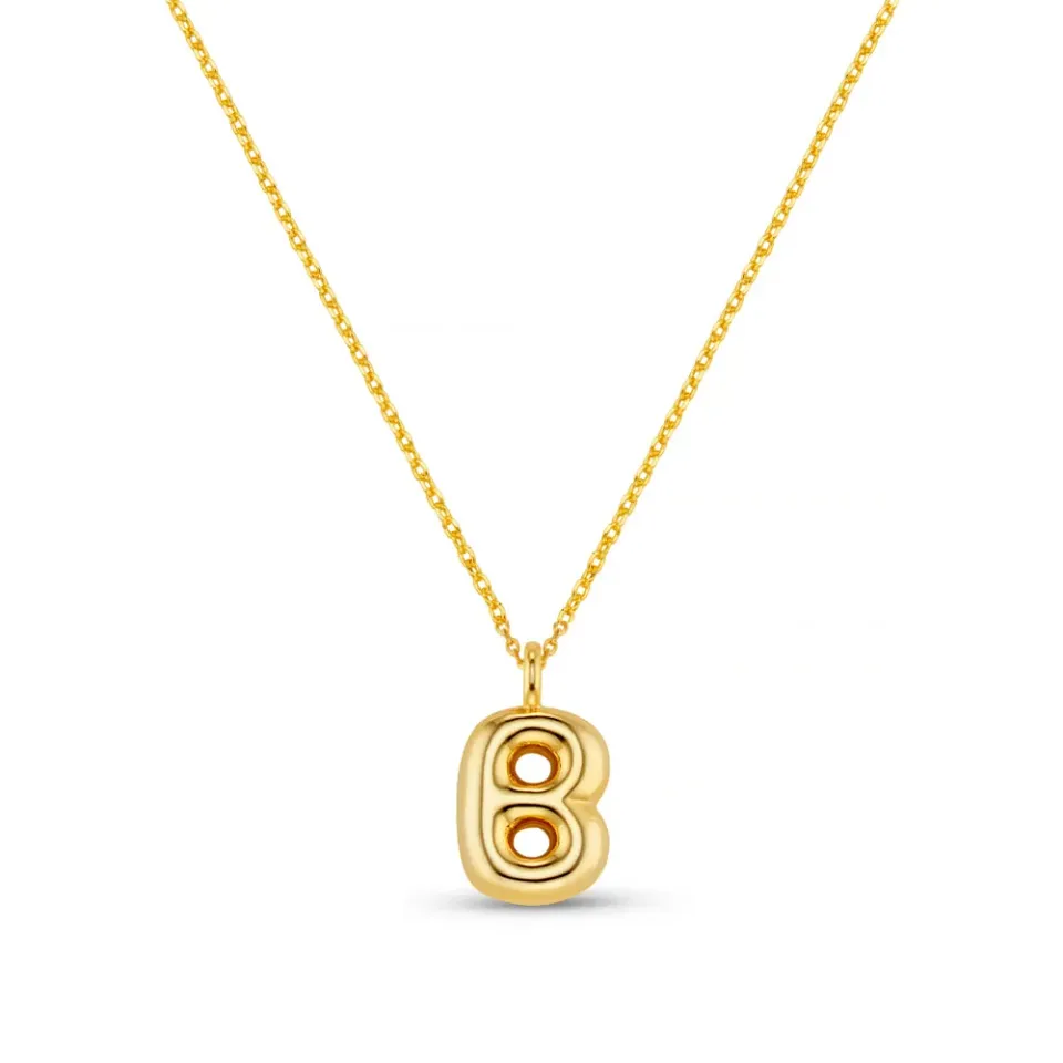 Orelia B Bubble Initial halskæde guld bogstav B