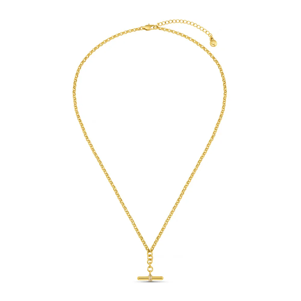 Orelia Luxe Pavé T-Bar Drop halskæde forgyldt