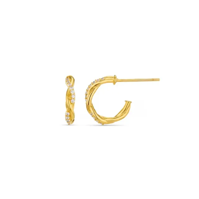 Orelia Twisted Pavé micro hoops øreringe guld