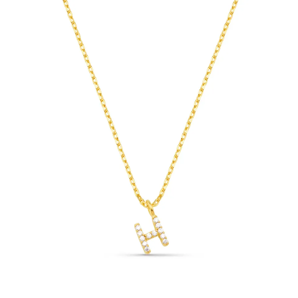 Orelia H Pavé Initial halskæde forgyldt H
