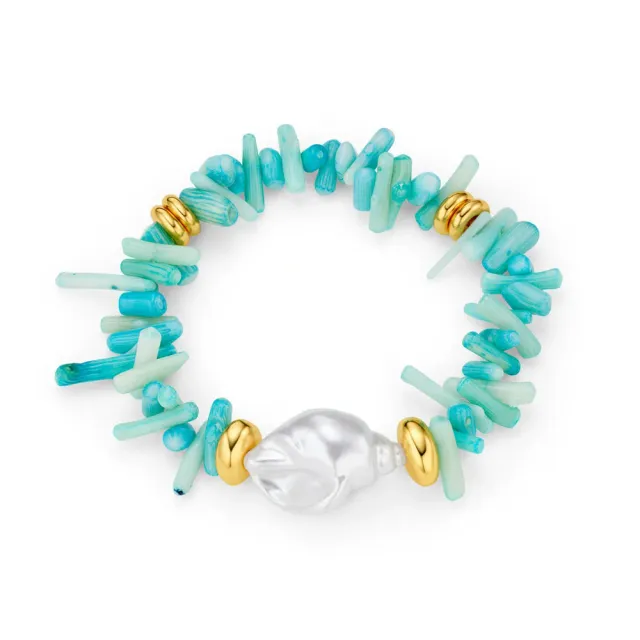 Orelia Statement Blue Coral armbånd guld blå perle