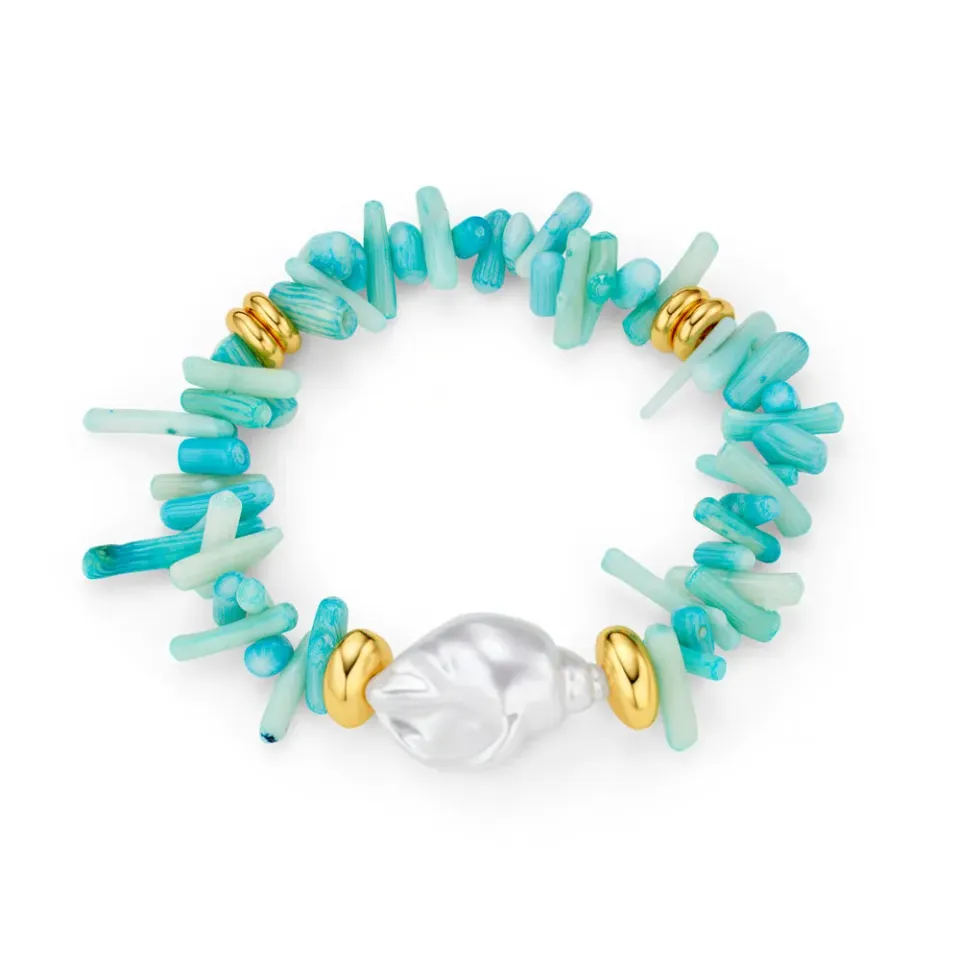 Orelia Statement Blue Coral armbånd guld blå perle