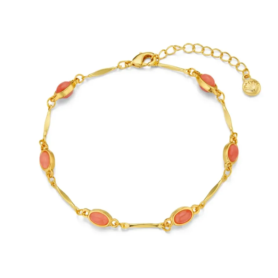 Orelia Pink Stone Bar Link armbånd guld lyserød