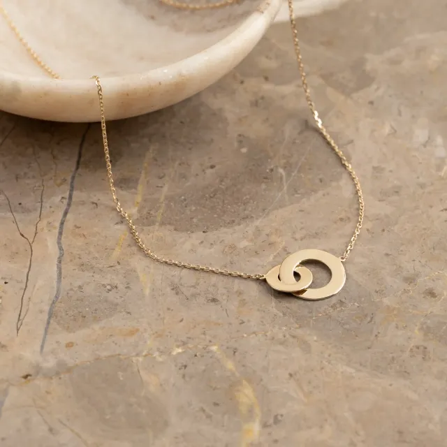 Sisi Copenhagen Joined Rings guldhalskæde graverbar 9 kt