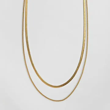 TIMI OF SWEDEN Double Snake Chains halskæde forgyldt 42 cm
