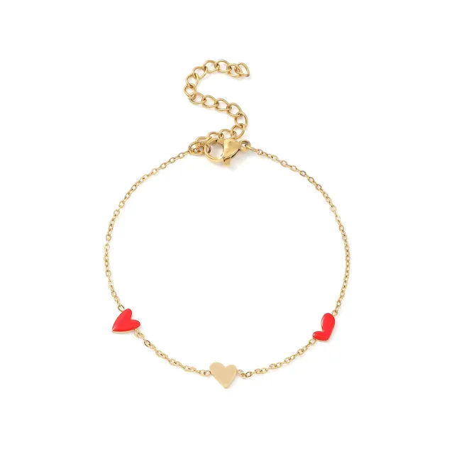 TIMI OF SWEDEN Linnea hjerte armbånd rød guld waterproof