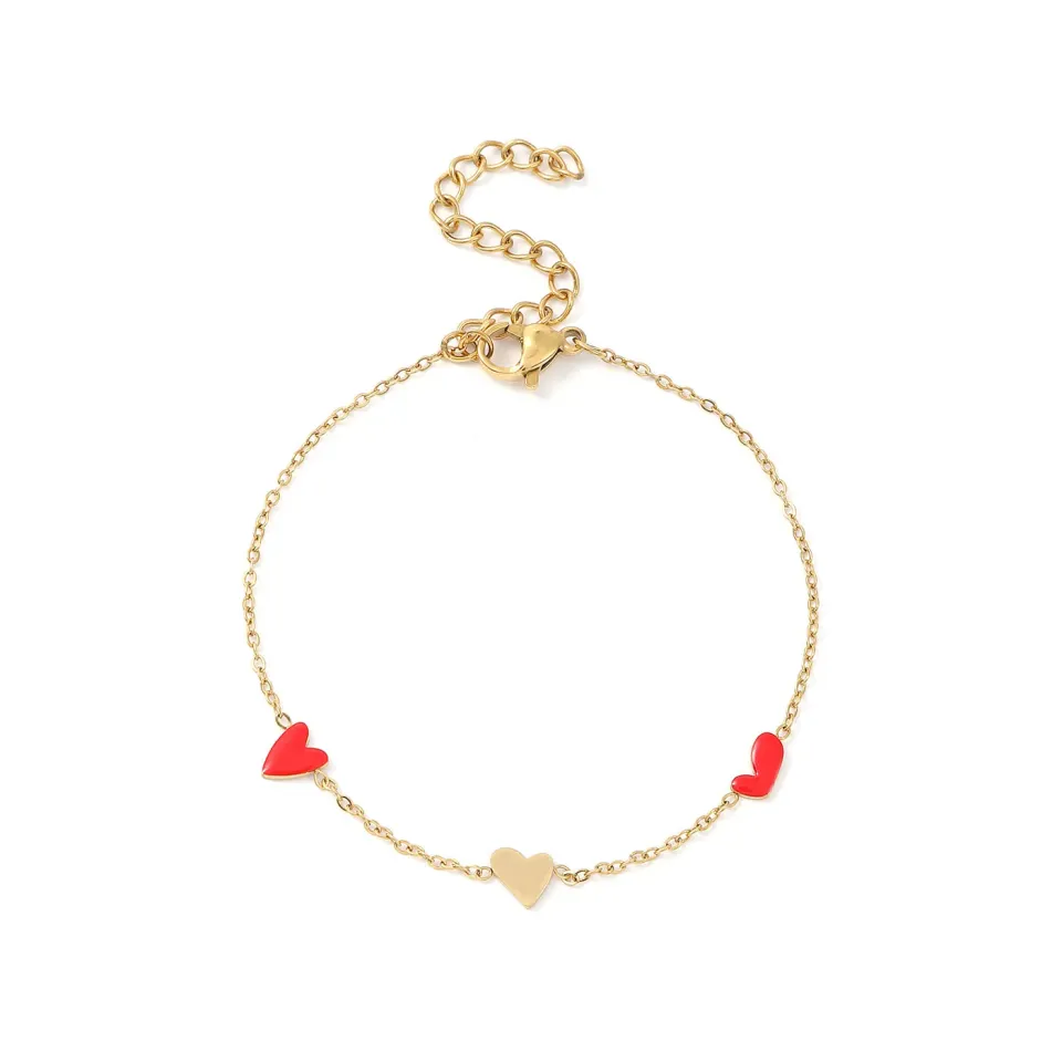 TIMI OF SWEDEN Linnea hjerte armbånd rød guld waterproof