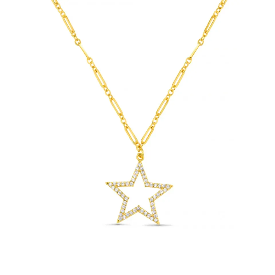 Orelia Crystal Cut-Out Star halskæde forgyldt