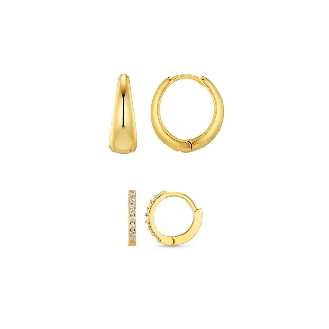 Orelia Taper & Micro Hoop øreringe sæt guld