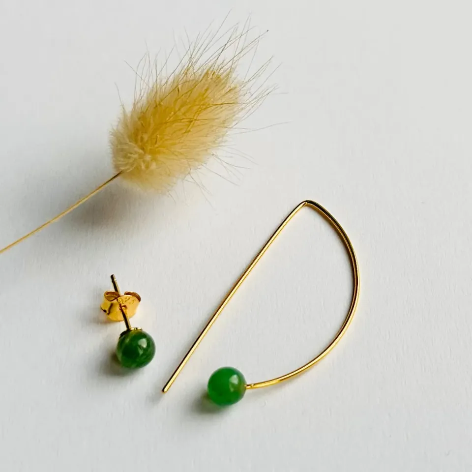 Sunshine & She Stik & Bue Aventurin ørering forgyldt 4 cm