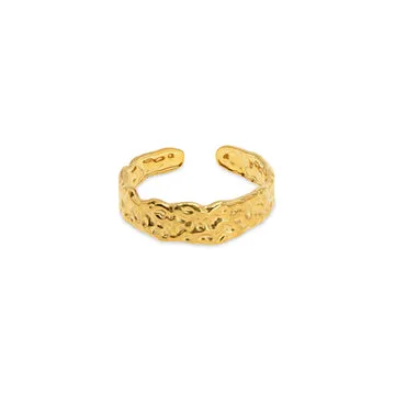 TIMI OF SWEDEN Tone hamret ring forgyldt justerbar