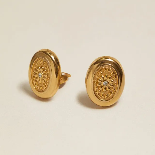 Orelia Vintage Statement Oval Crystal clip-on øreringe krystal
