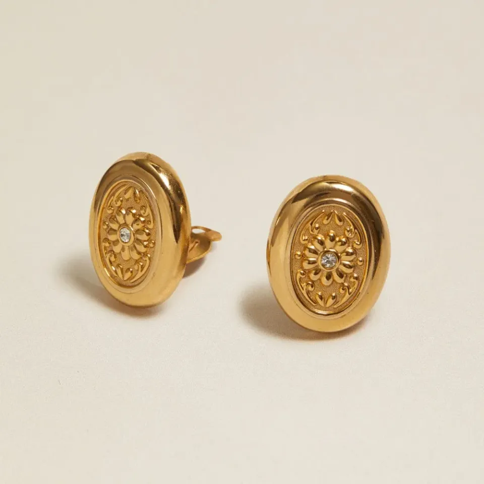 Orelia Vintage Statement Oval Crystal clip-on øreringe krystal