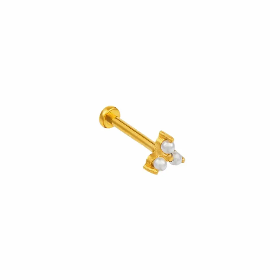 Orelia Pearl Trinity labret piercing perle forgyldt