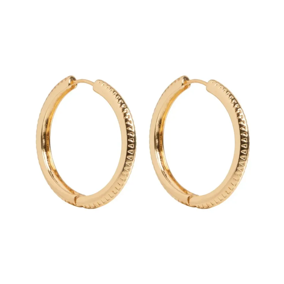 TIMI OF SWEDEN Aztec hoop øreringe guld 35 mm