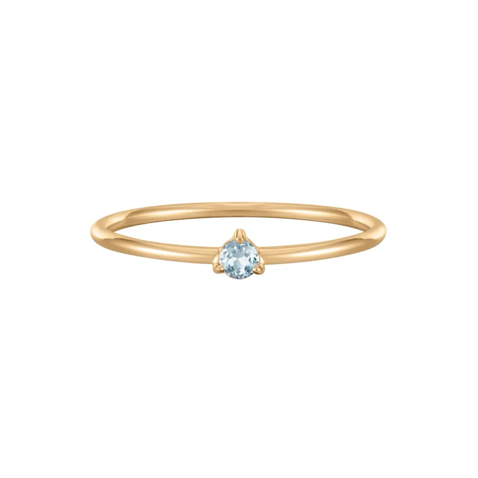 Bykjaergaard Fine ring i 14 kt guld med aquamarin str. 56