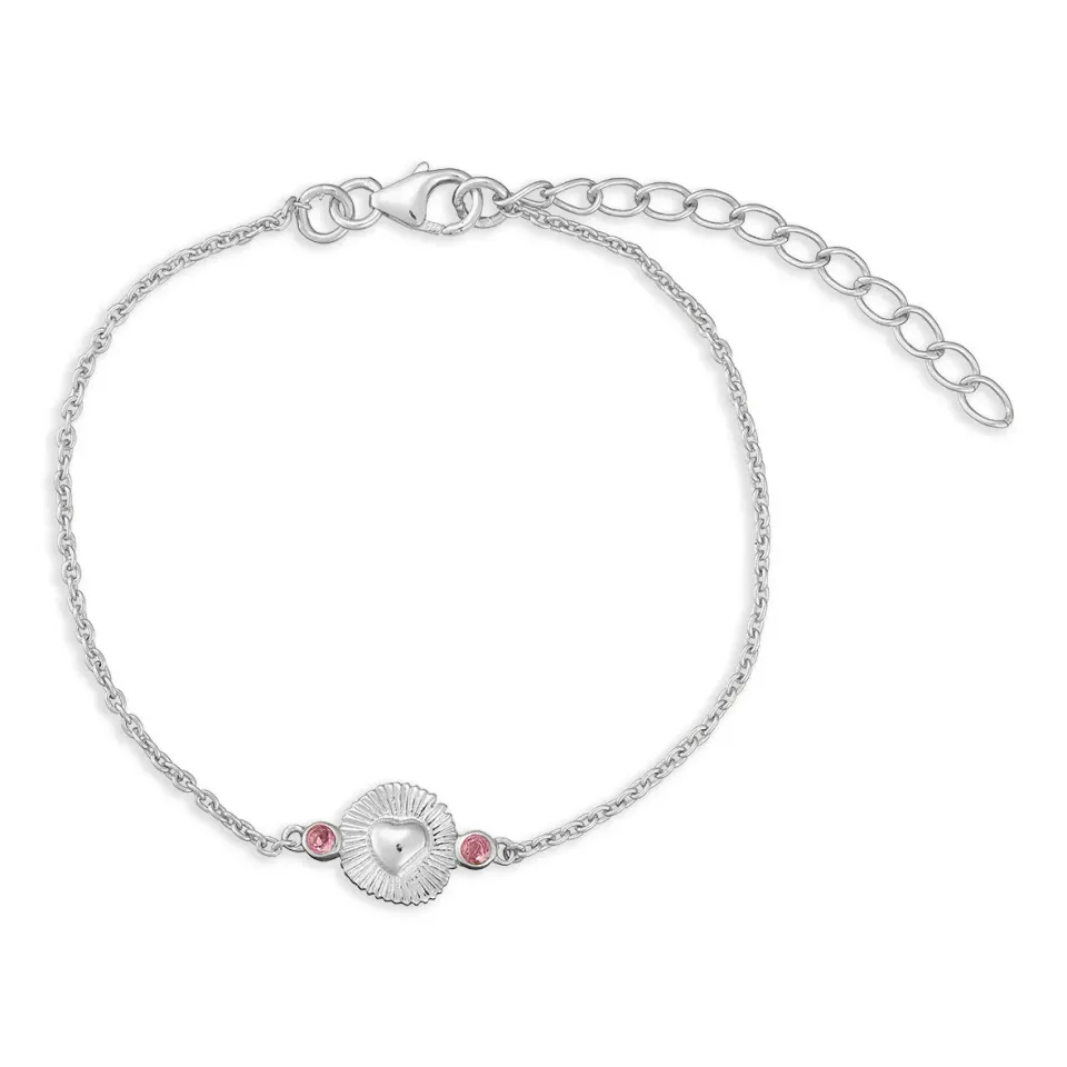Bykjaergaard Open Heart armbånd sølv pink turmalin