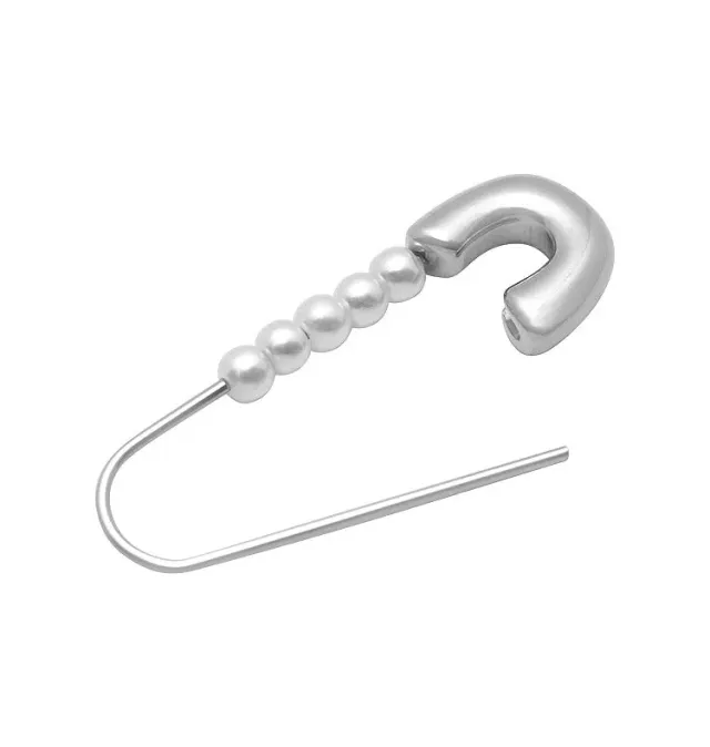 Wos Up Safety Pin Pearl single ørering sølv perler