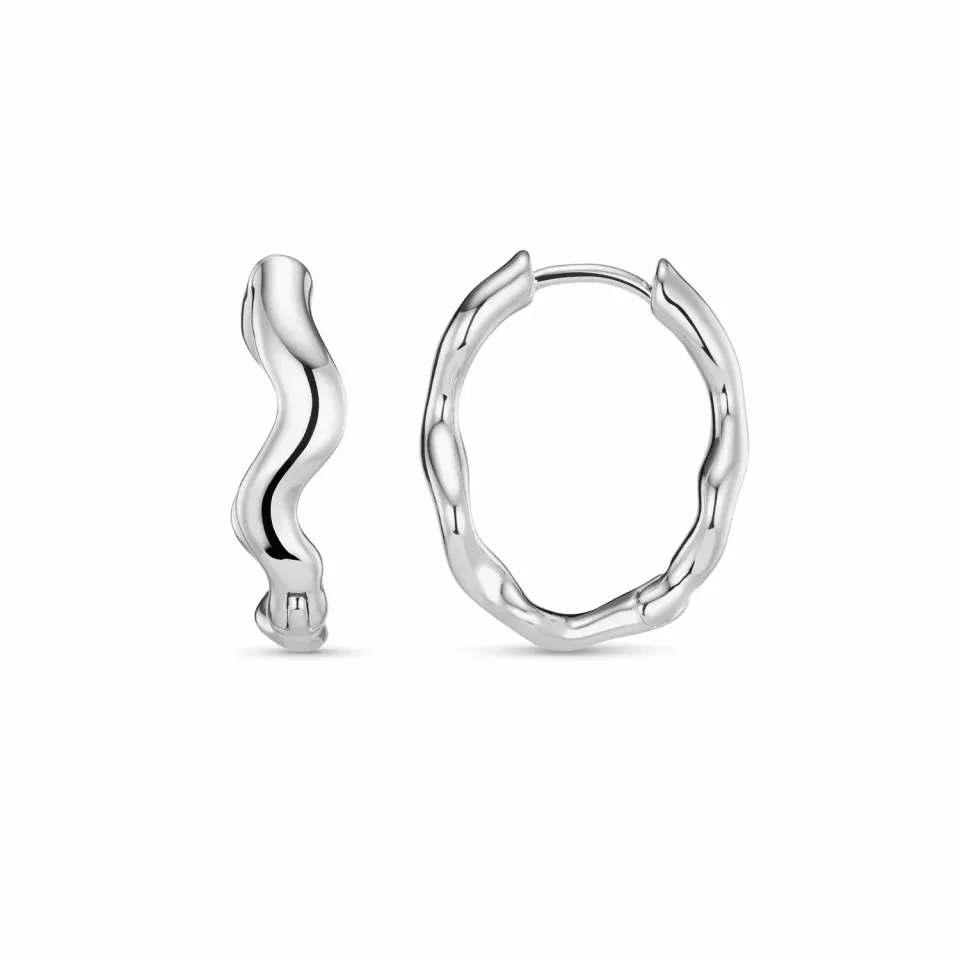 Orelia Organic Wave Oval Hoop øreringe sølv