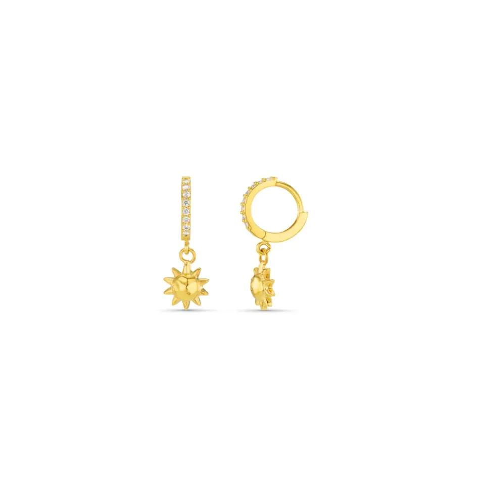 Orelia Molten Sun Pavé micro hoop øreringe guld