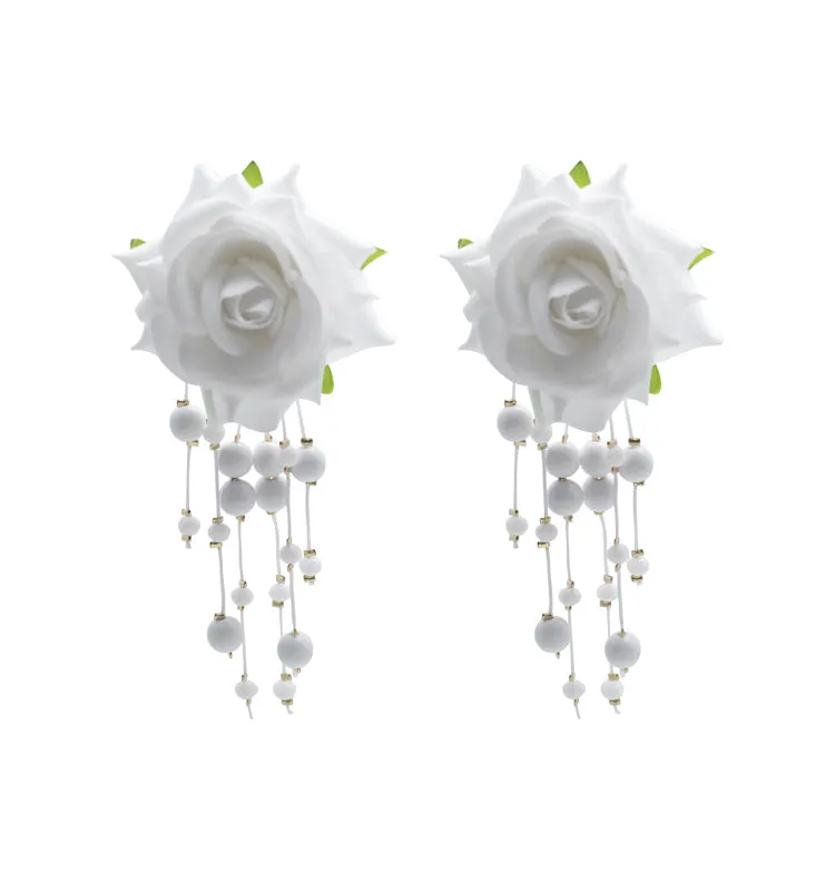 WOS UP Emilia øreringe hvid rose 14 cm