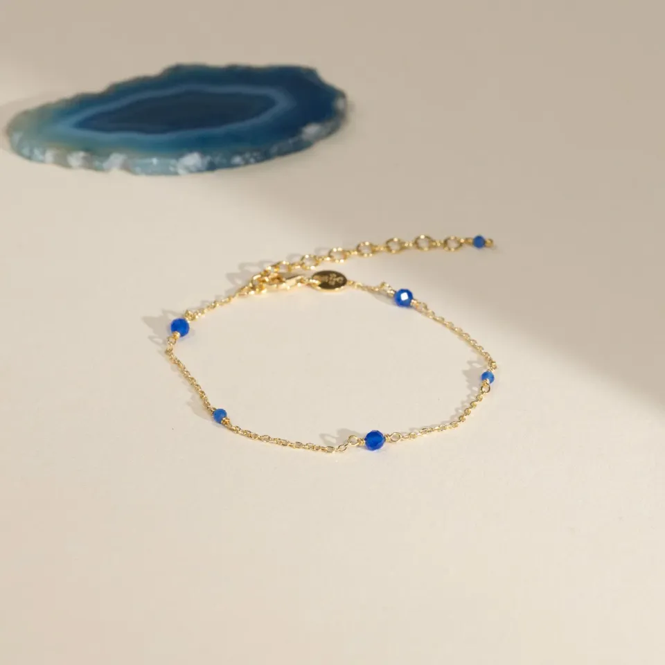 Sisi Copenhagen Isabella Blue Jade armbånd forgyldt blå jade