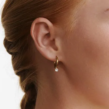 TIMI OF SWEDEN Oline øreringe hoops krystal 17 mm guld
