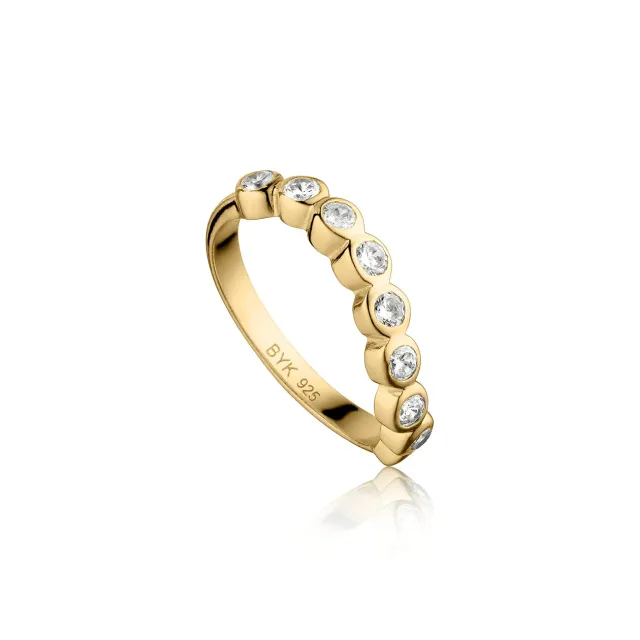 Bykjaergaard Wave ring forgyldt sølv med zirkonia