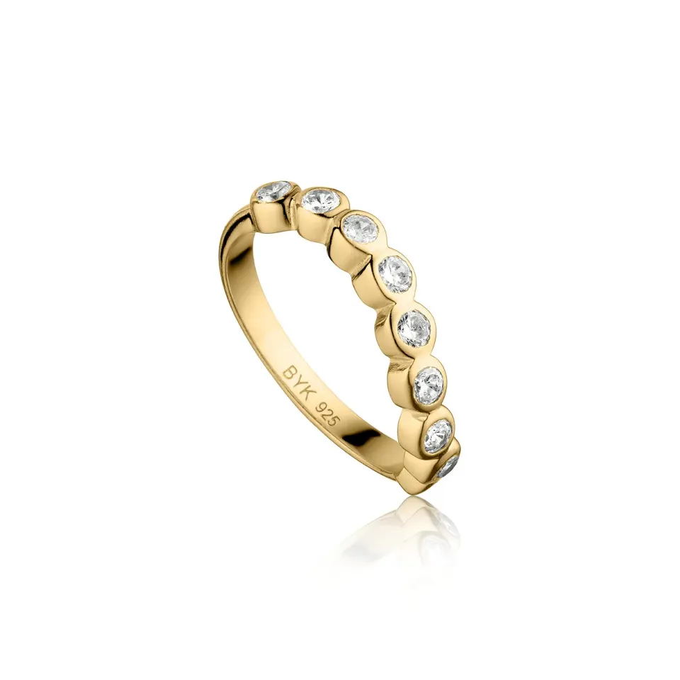 Bykjaergaard Wave ring forgyldt sølv med zirkonia