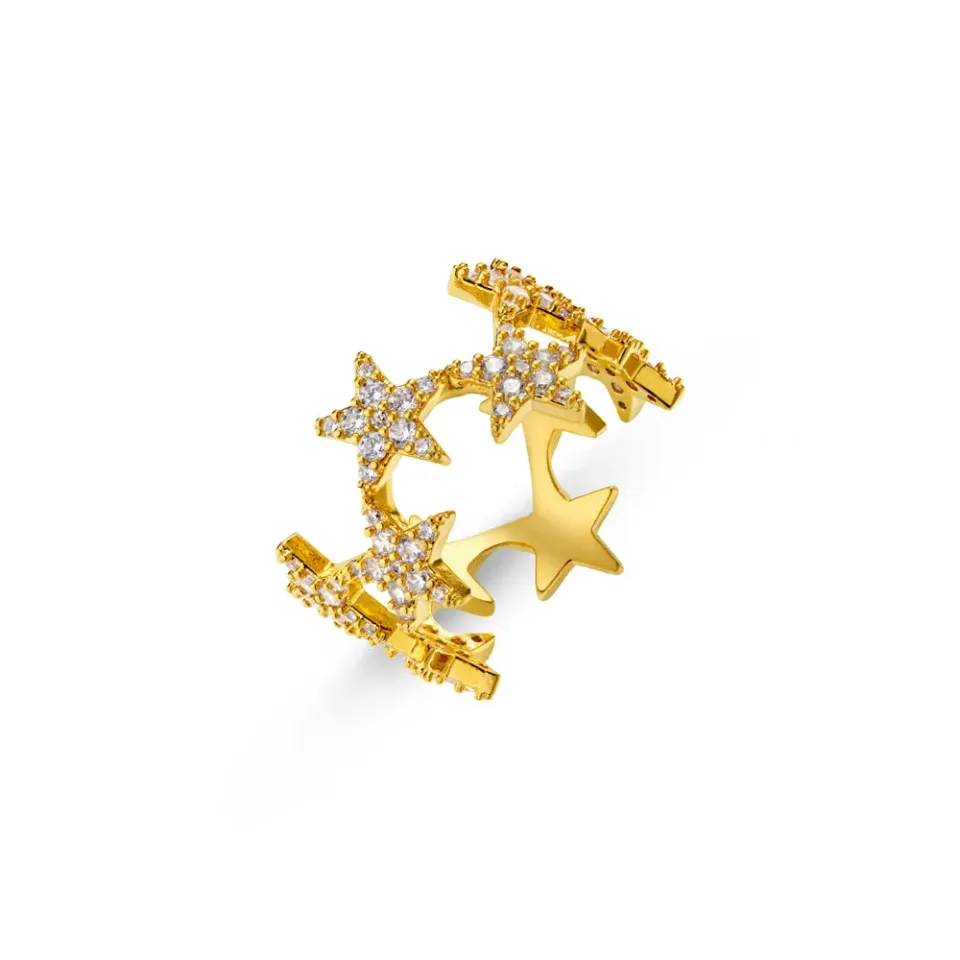 Orelia Statement Pavé Star ring forgyldt S/M