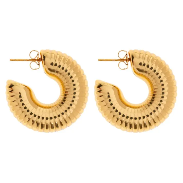 TIMI OF SWEDEN Arlo hoops øreringe forgyldt chunky ribbet