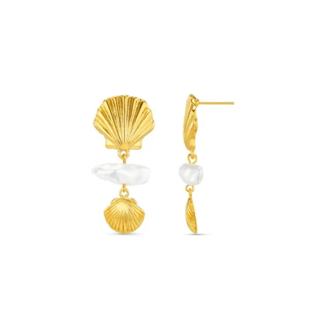 Orelia Graduated Shell & Pearl Drop øreringe guld