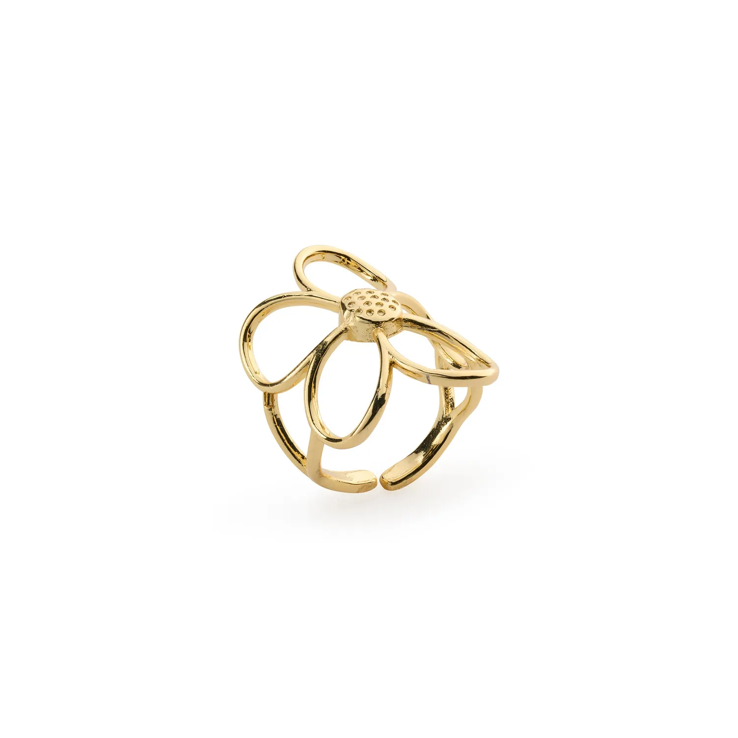 TIMI OF SWEDEN Lucky Outline Flower ring guld justerbar