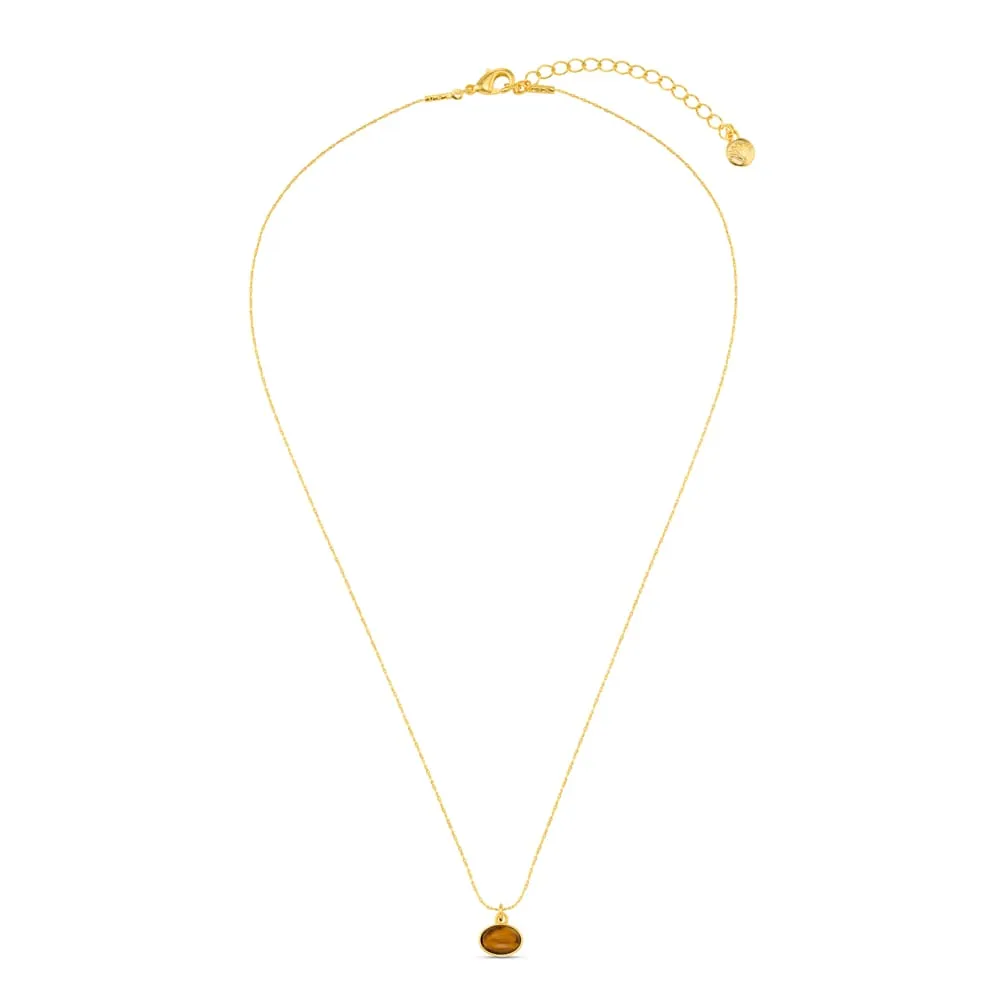 Orelia Tiger's Eye Charm halskæde guld tigerøje