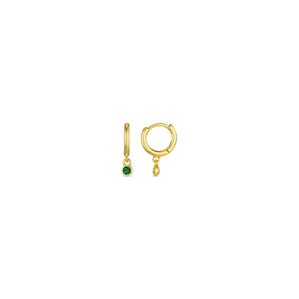 Orelia Mini Emerald Drop Micro Hoop øreringe smaragdgrøn