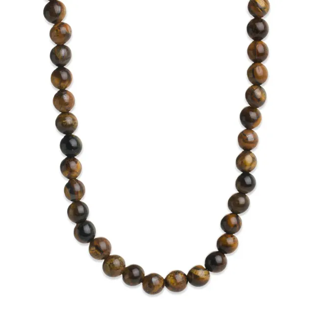 TIMI OF SWEDEN Birgit Tiger Eye halskæde forgyldt 38 cm