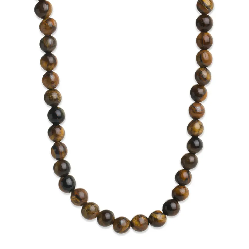 TIMI OF SWEDEN Birgit Tiger Eye halskæde forgyldt 38 cm