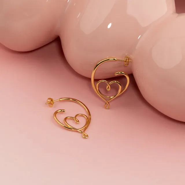 Sisi Copenhagen Sofia Golden hjertecreoler par forgyldt