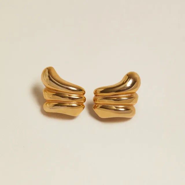 Orelia Vintage Linear Wave clip-on øreringe forgyldt