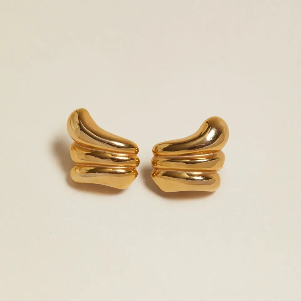 Orelia Vintage Linear Wave clip-on øreringe forgyldt