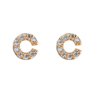 TIMI OF SWEDEN Crystal Letter stud u00f8reringe forgyldt krystal